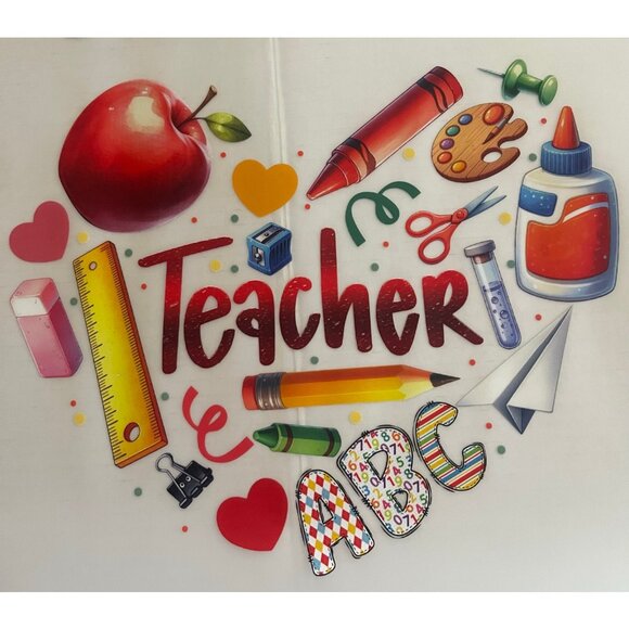 Gildan New Daisy Large Youth Short Sleeve  T Shirt  With DTF Teacher - Picture 4 of 12